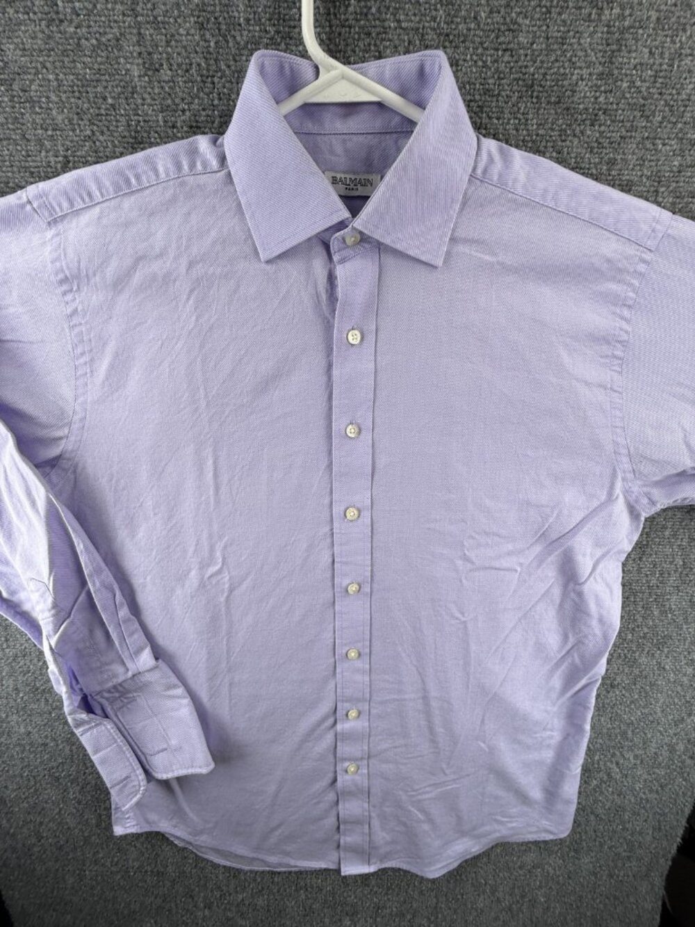 Balmain Twill 15.5 Long Sleeve Cotton Polyester Purple Men Shirt Woven Designer